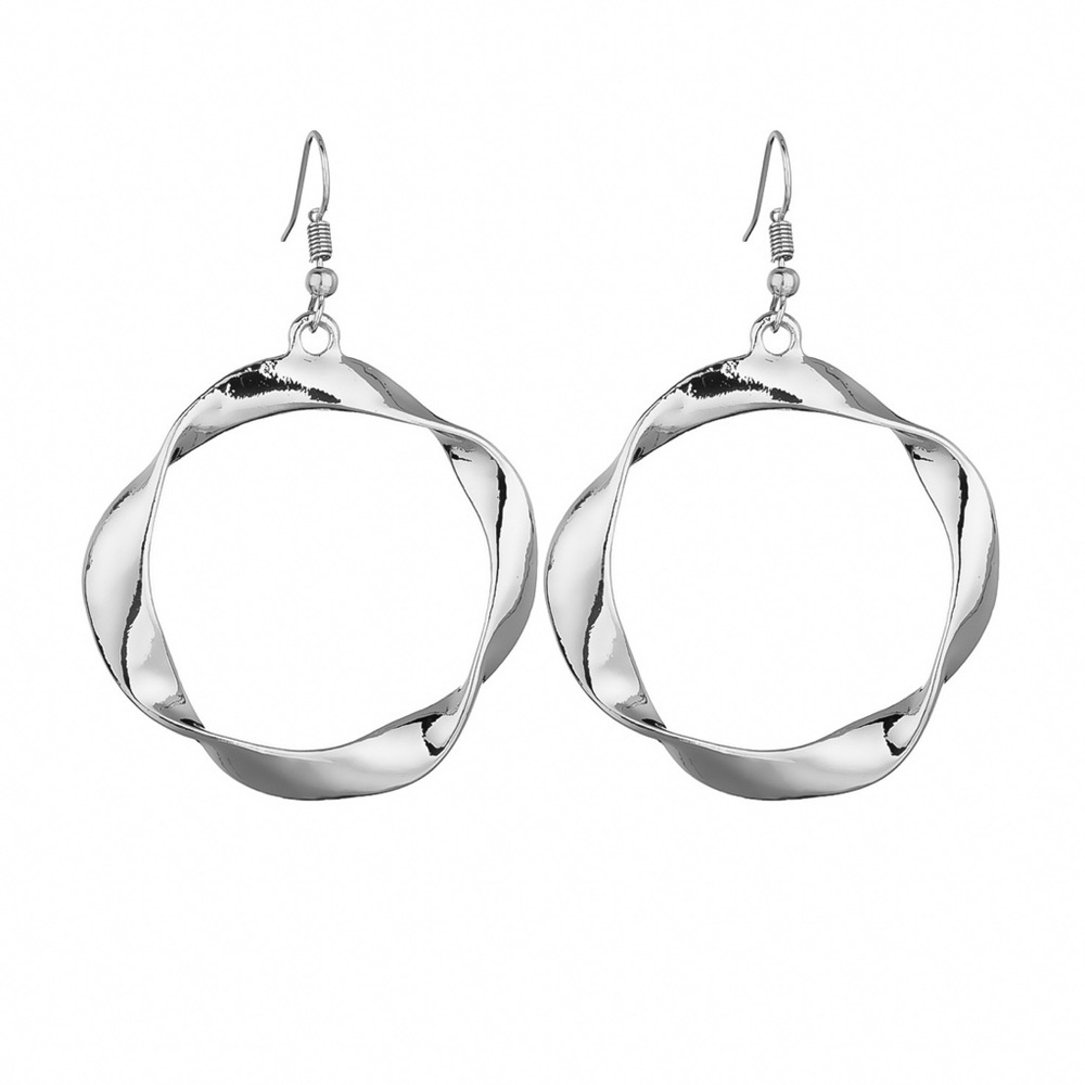 3/$30 - Silver Wavy Circle French Ear Wire Earring - Picture 5 of 8